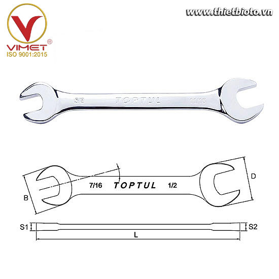 Cờ lê 2 đầu miệng toptul ACAJ1618